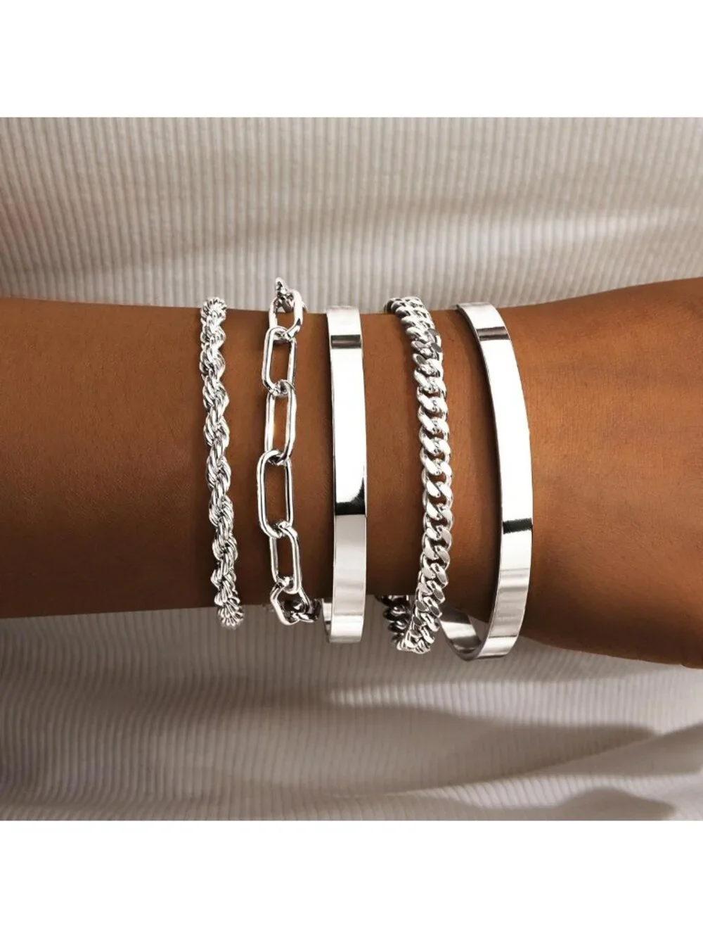 Trendy Gold Bracelet Set for Women - Waterproof, Non-Tarnish Stackable Bangles